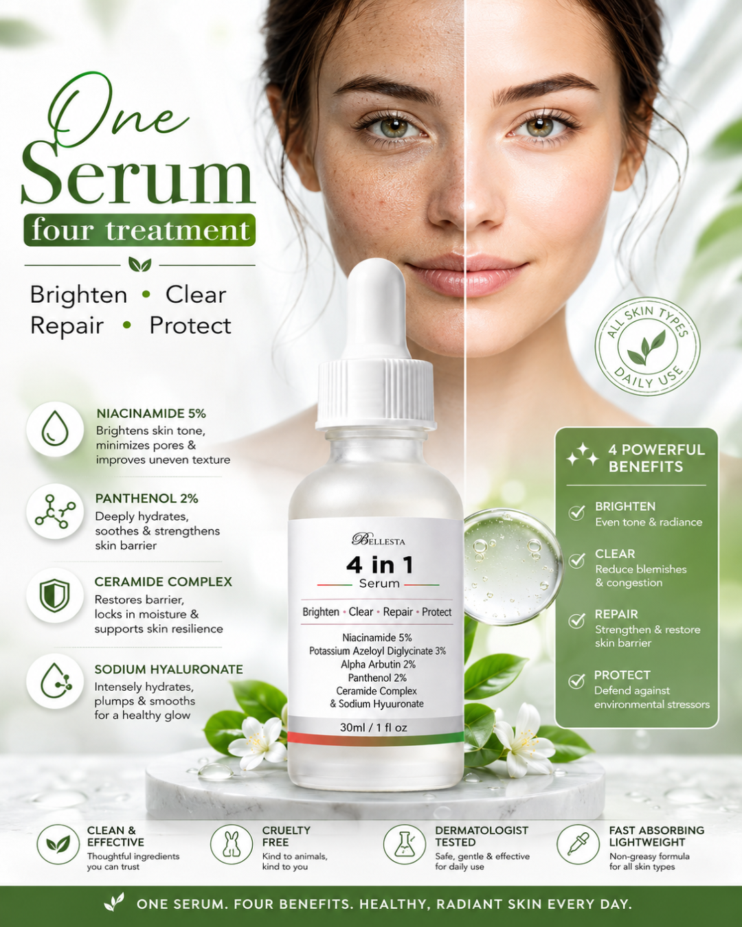 Radiance Restore Serum (4 IN 1) with Niacinamide, Potassium Azeloyl Diglycinate & Alpha-Arbutin