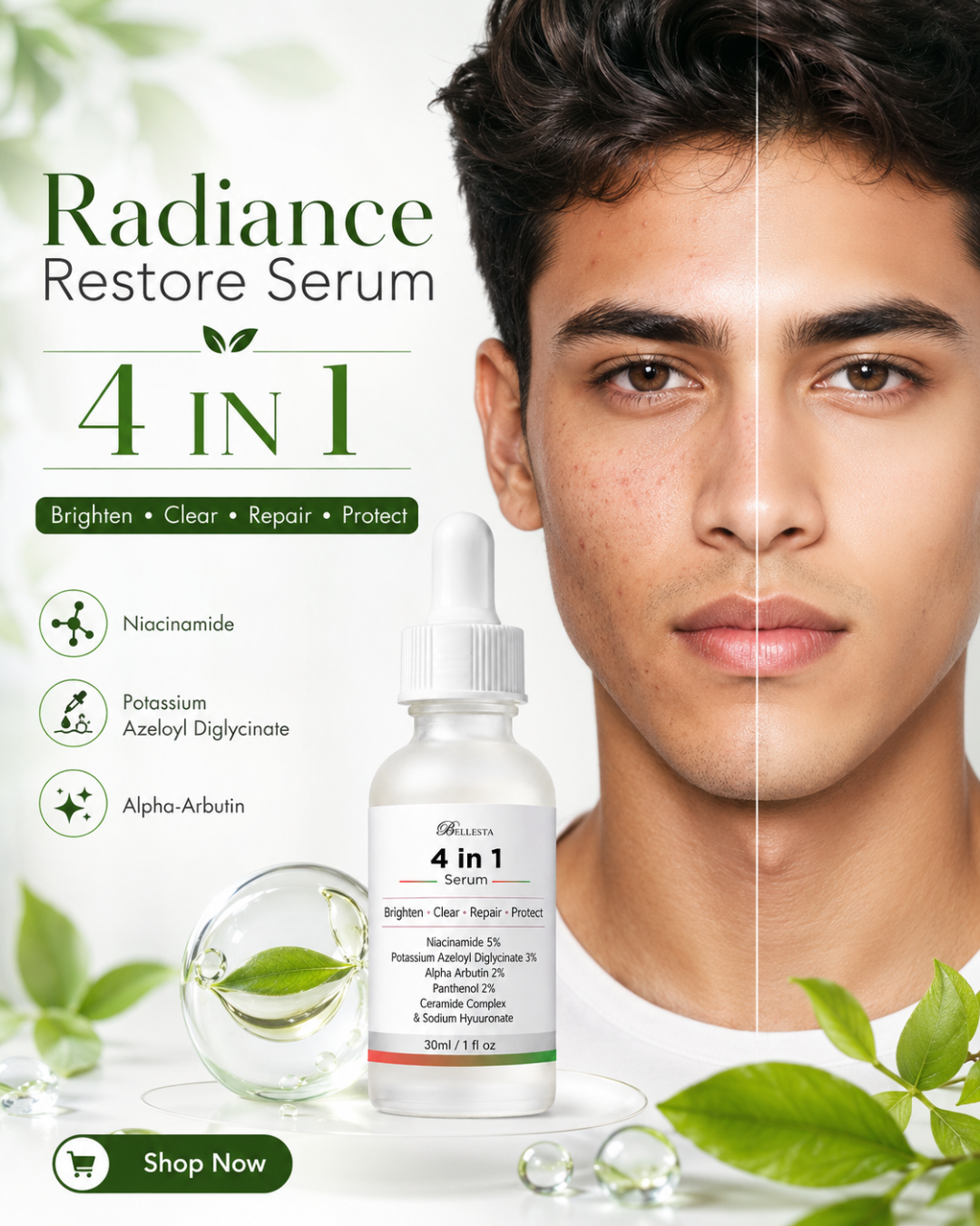 Radiance Restore Serum (4 IN 1) with Niacinamide, Potassium Azeloyl Diglycinate & Alpha-Arbutin
