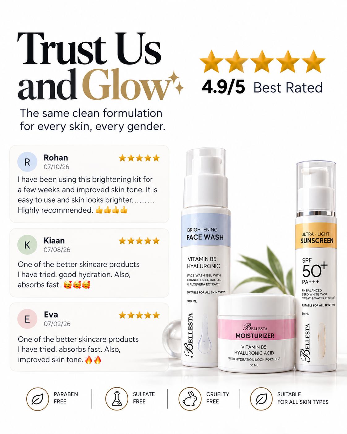 3 Step Glow-Shield Kit | Clear Tan, Control Acne & Get Brighter Skin